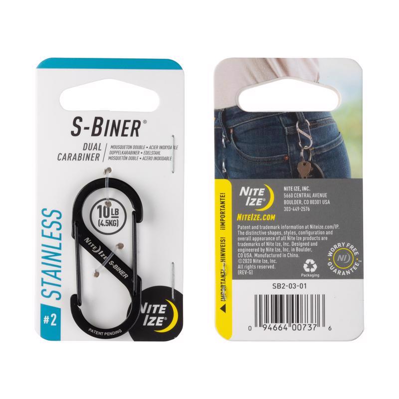 Nite Ize S-Biner 1.8 in. D Stainless Steel Black Carabiner Key Holder