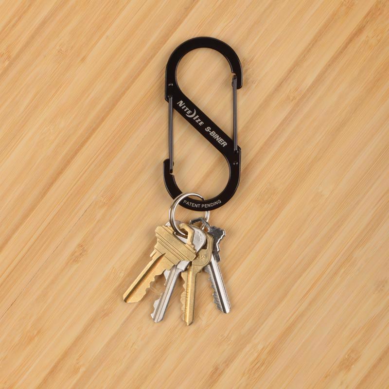 Nite Ize S-Biner 1.8 in. D Stainless Steel Black Carabiner Key Holder