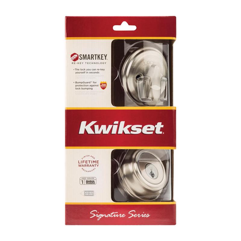Kwikset SmartKey Satin Nickel Metal Deadbolt