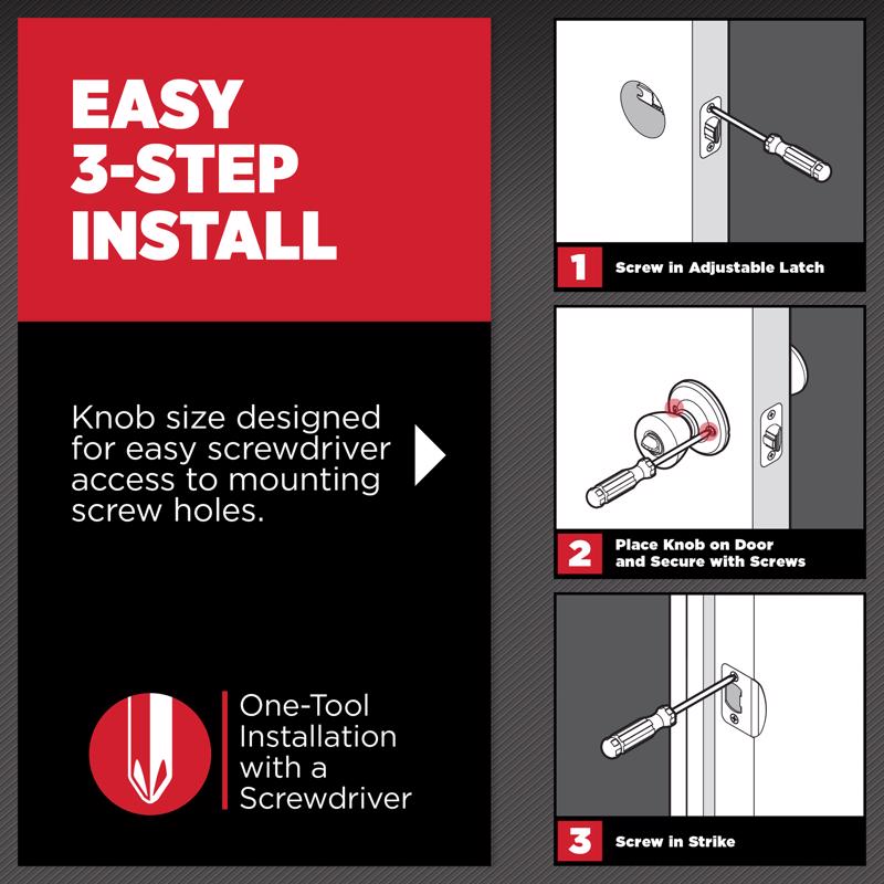 Kwikset Juno Satin Nickel Passage Door Knob 1-3/4 in.