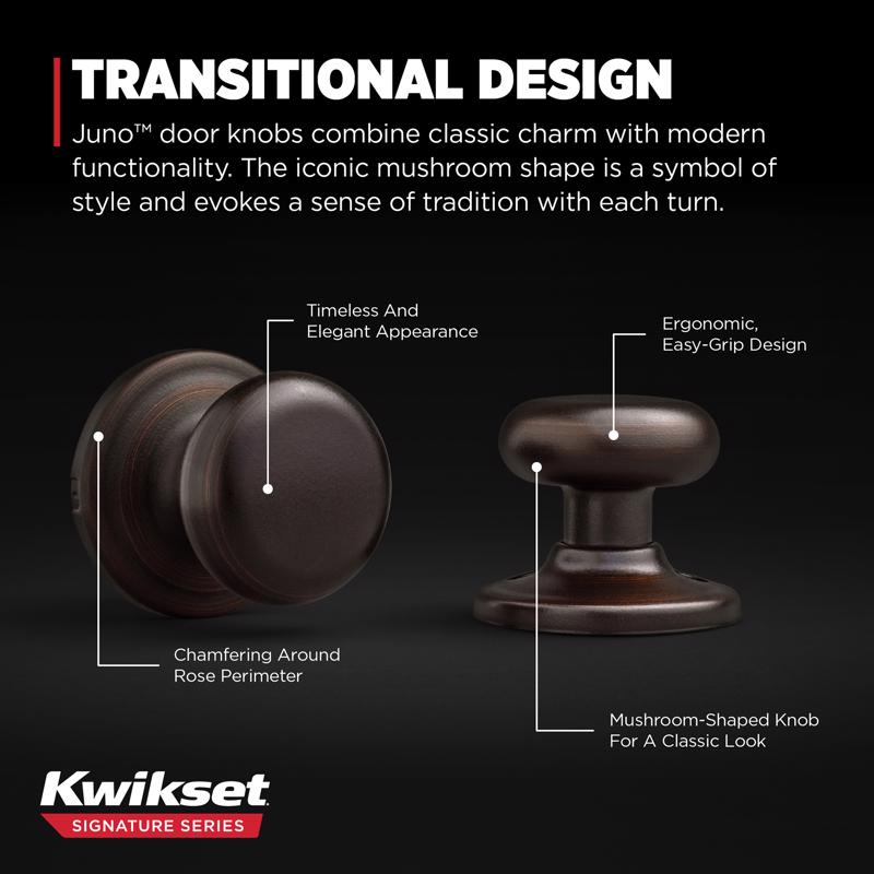 Kwikset Juno Venetian Bronze Passage Door Knob 1-3/4 in.