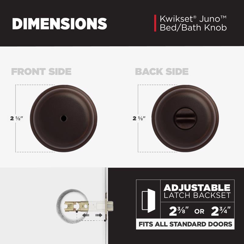 Kwikset Juno Venetian Bronze Privacy Lockset 1-3/4 in.