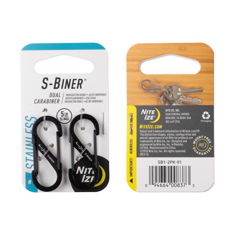 Nite Ize S-Biner 1.8 in. D Stainless Steel Black Carabiner Key Holder