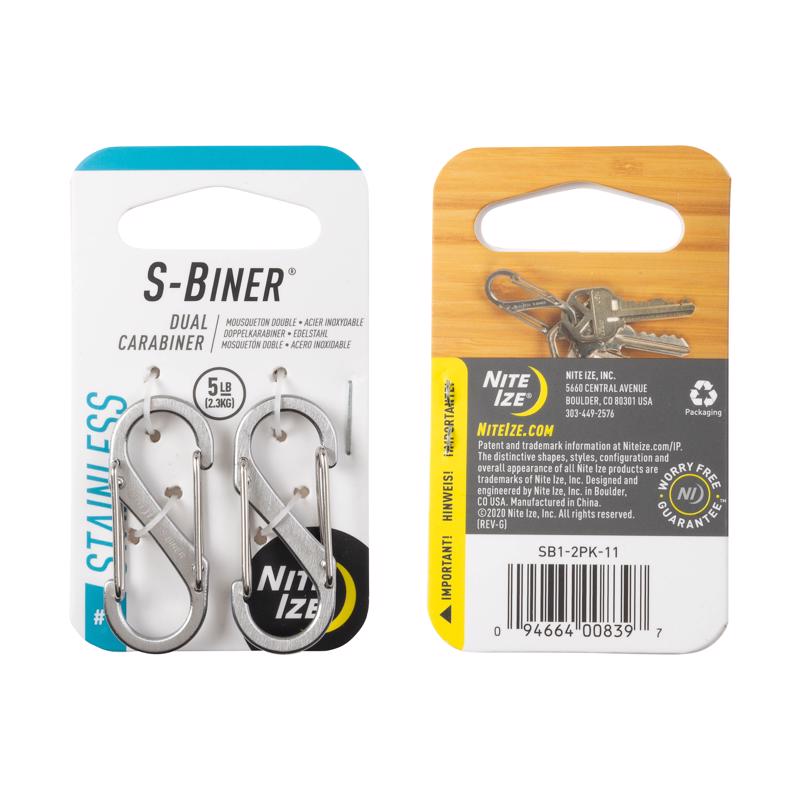 Nite Ize S-Biner 1.8 in. D Stainless Steel Silver Carabiner Key Holder