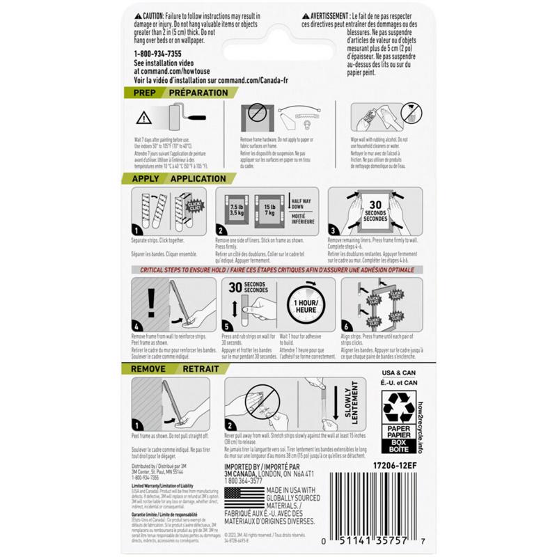 3M Command Black Large Picture Hanging Strips 15 lb 4 pk