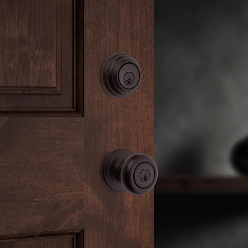 Kwikset SmartKey Juno Venetian Bronze Deadbolt and Entry Door Knob KW1 1-3/4 in.