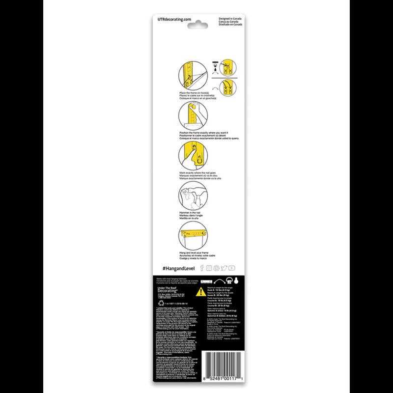 Under The Roof Decorating Hang and Level Yellow Assorted Picture Hanger 10 lb 1 each