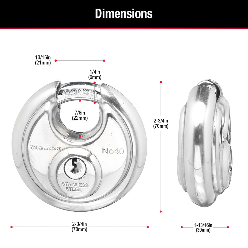 Master Lock 2-3/4 in. H X 2-3/4 in. W Stainless Steel 4-Pin Cylinder Shrouded Padlock