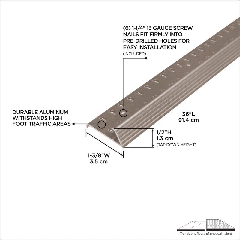 M-D Building Products 0.5 in. H X 1.375 in. W X 36 in. L Pewter Pewter Aluminum Carpet Gripper