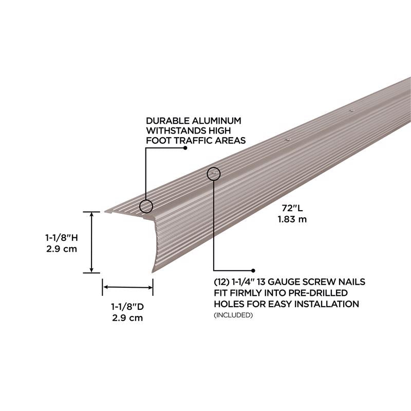M-D Building Products 1.125 in. H X 1.125 in. W X 72 in. L Pewter Silver Aluminum Stair Edge