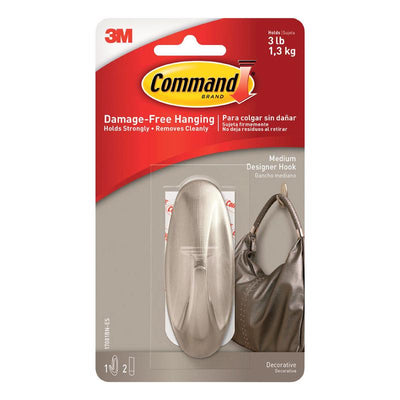 3M Command Medium Plastic Designer Hooks 3.125 in. L