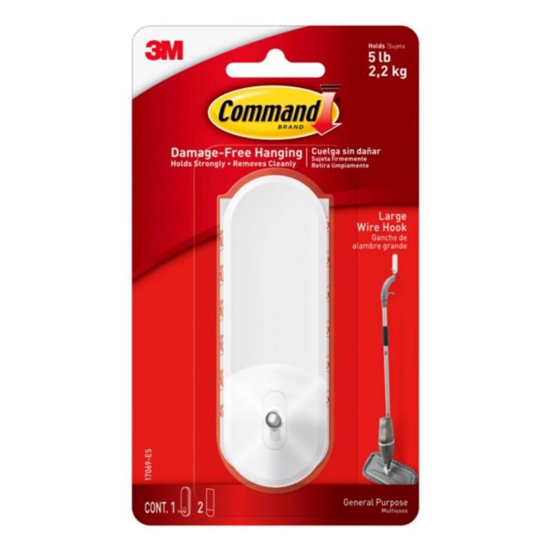 3M Command Large Plastic Wire Hooks 4.14 in. L