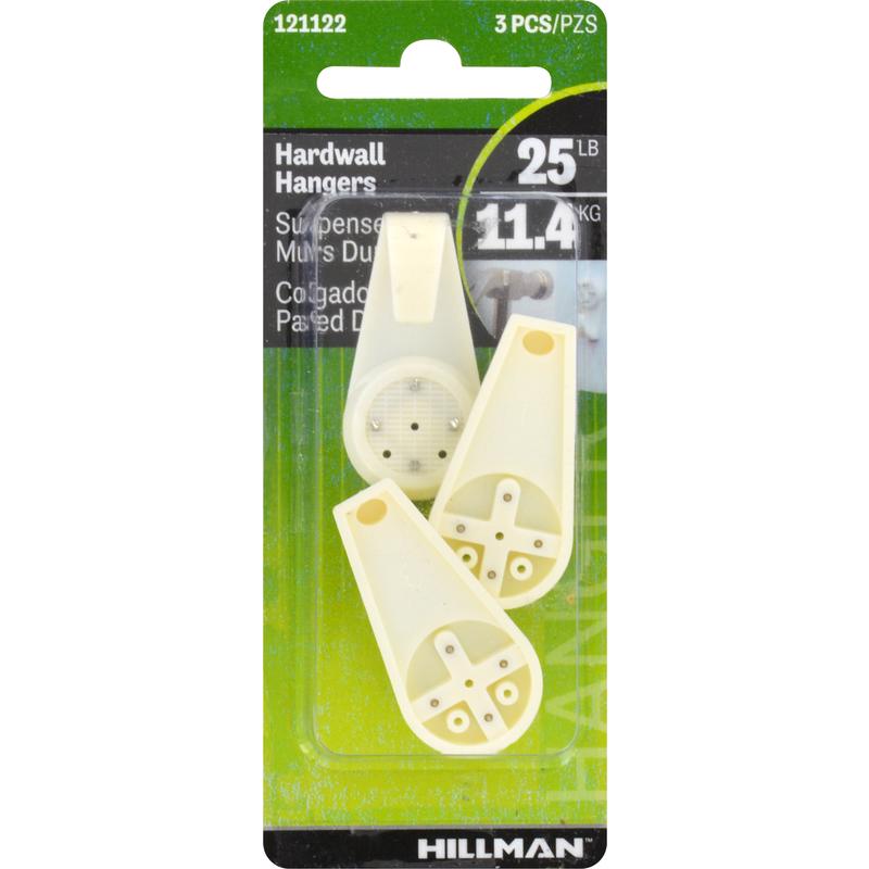 Hillman Plastic Coated White Hardwall Picture Hook 25 lb 3 pk