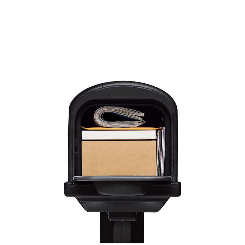 Architectural Mailboxes Classic Plastic Post Mount Black Double Door Mailbox