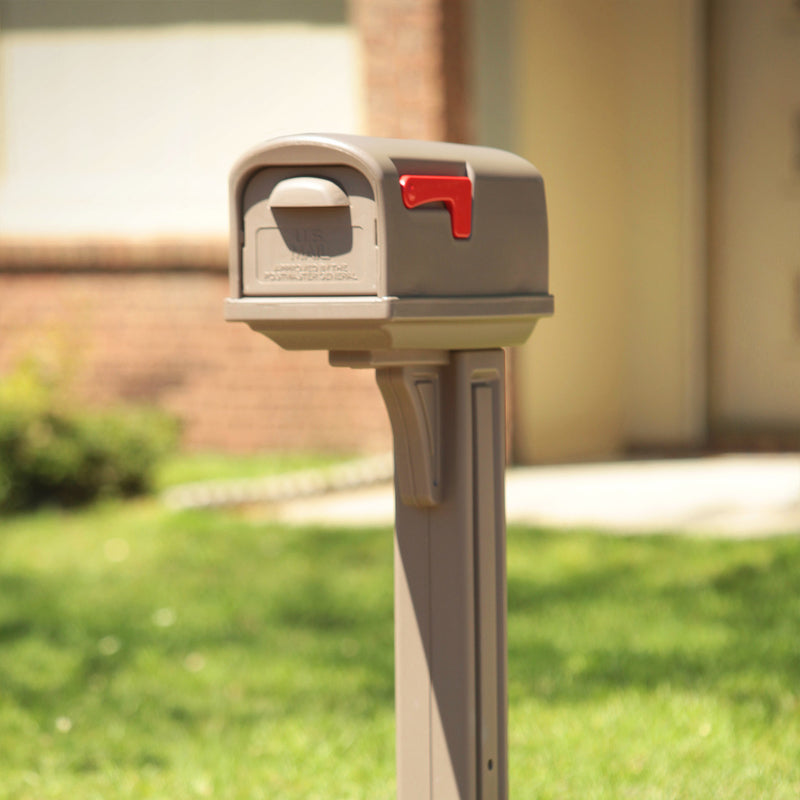 Architectural Mailboxes Classic Plastic Post Mount Mocha Double Door Mailbox