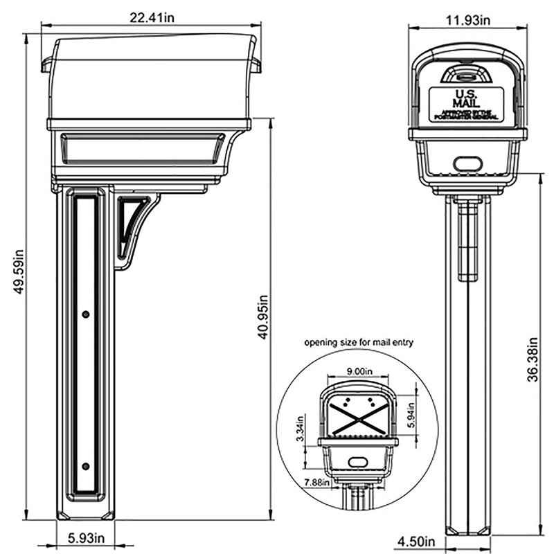 Architectural Mailboxes Gentry T3 Plastic Post Mount Mocha Mailbox