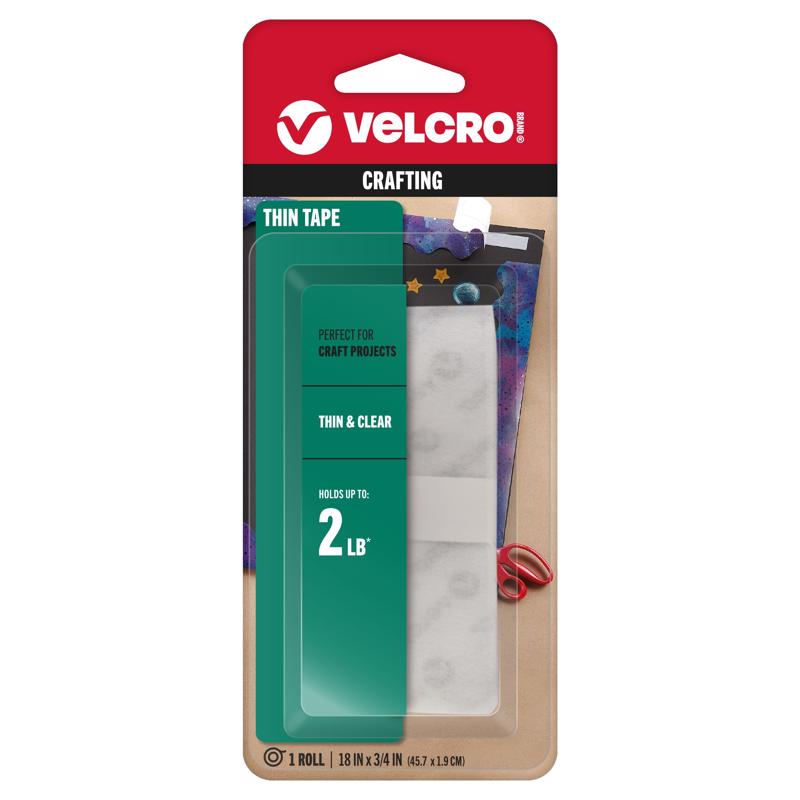 VELCRO Brand Thin Clear Medium Nylon Hook and Loop Fastener 18 in. L