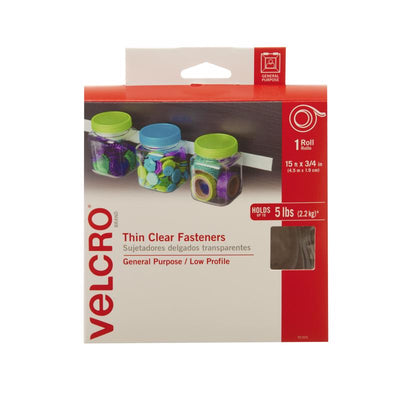 VELCRO Brand Thin Clear Medium Nylon Hook and Loop Fastener 180 in. L