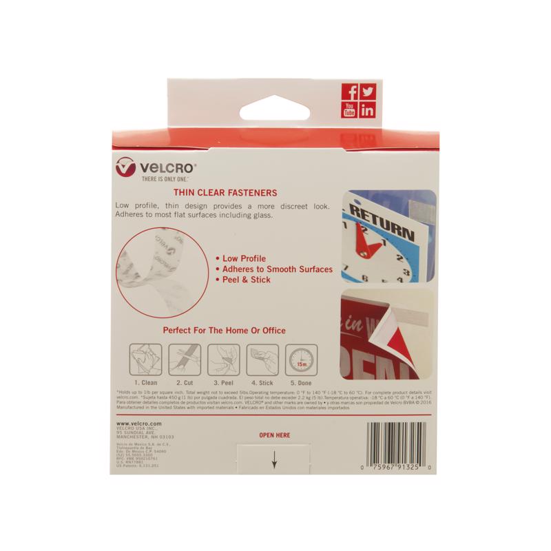 VELCRO Brand Thin Clear Medium Nylon Hook and Loop Fastener 180 in. L