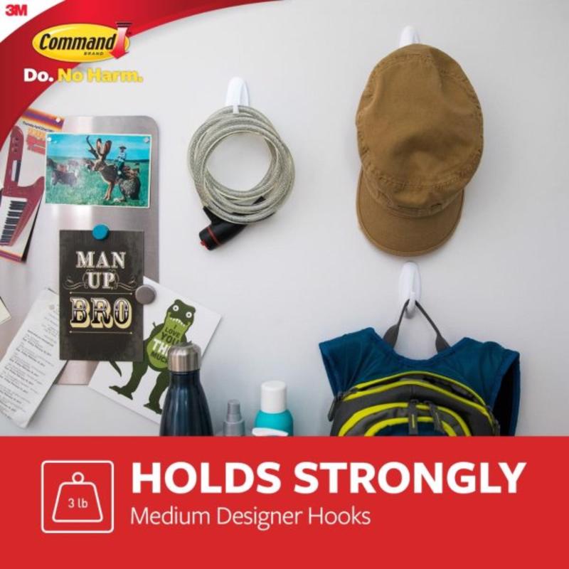 3M Command Medium Plastic Bath Hook 3.125 in. L 2 pk