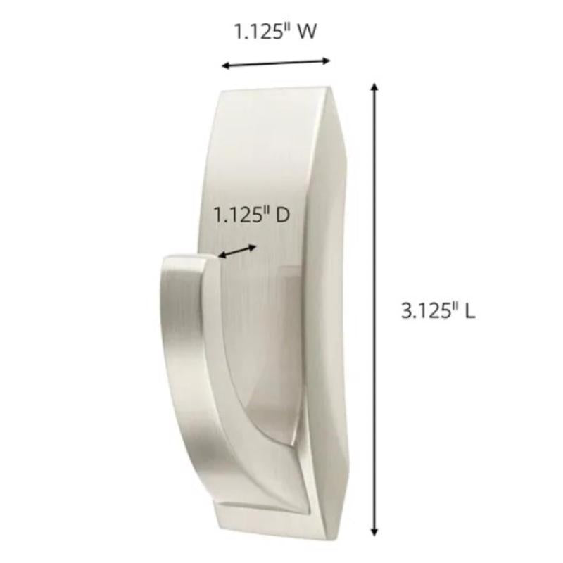 3M Command 3-1/8 in. L Brushed Nickel Metal Medium Hook 3 lb. cap.