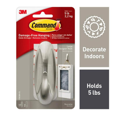 3M Command Large Metal Designer Hooks 4.125 in. L