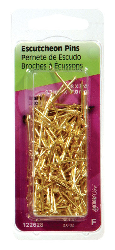HILLMAN 18 Ga. X 3/4 in. L Brass Escutcheon Pins 2 oz