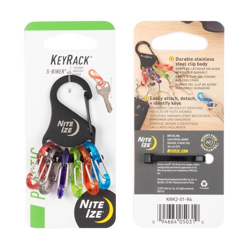 Nite Ize KeyRack 2 in. D Stainless Steel Black Carabiner Carabiner Key Chain