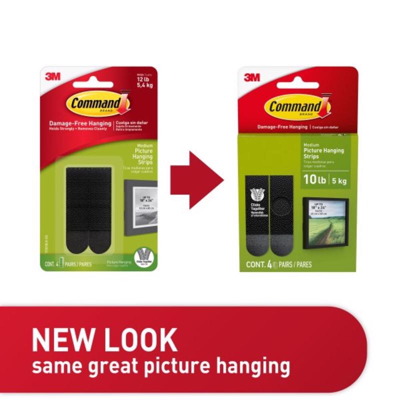 3M Command Black Medium Picture Hanging Strips 10 lb 8 pk