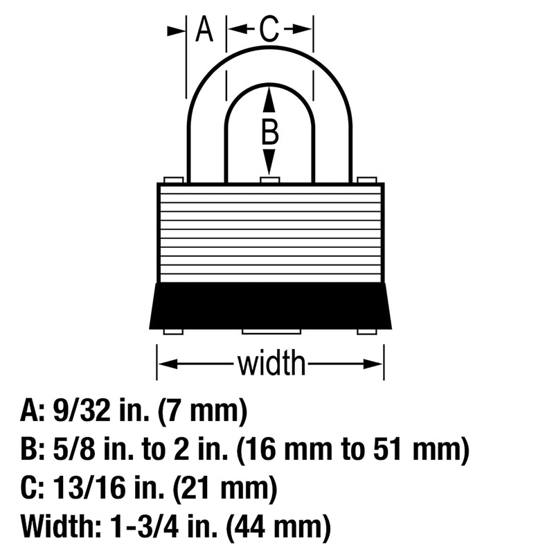 Master Lock 1-3/32 in. H X 1-1/32 in. W X 1-3/4 in. L Laminated Steel Warded Locking Warded Padlock