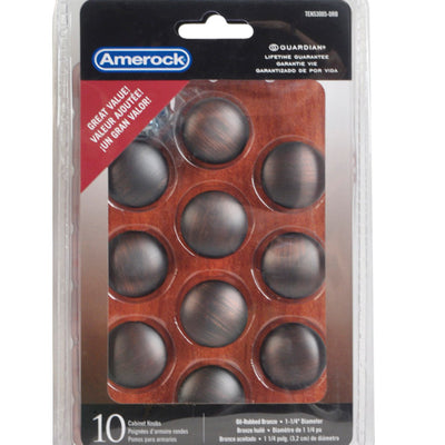 Amerock Allison Round Cabinet Knob 1-1/4 in. D 1-1/8 in. Oil Rubbed Bronze 10 pk