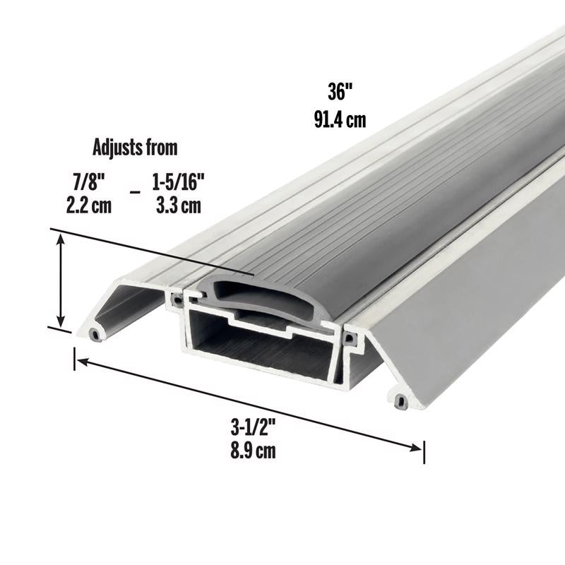 M-D Building Products 0.75 in. H X 3.5 in. W X 36 in. L Aluminum Adjustable Deluxe Threshold Silver