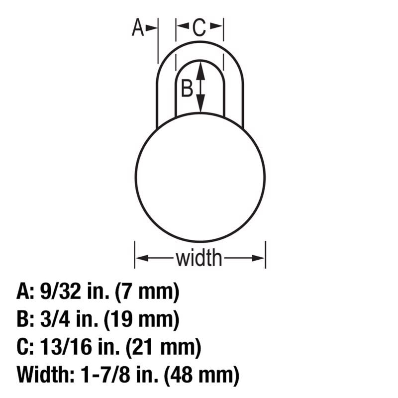 Master Lock 2 in. H X 1-7/8 in. W Steel 3-Dial Combination Combination Padlock
