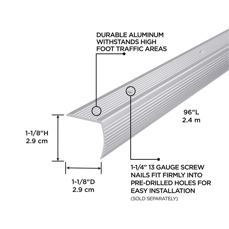 M-D Building Products 1.125 in. H X 1.125 in. W X 36 in. L Prefinished Silver Aluminum Stair Edge