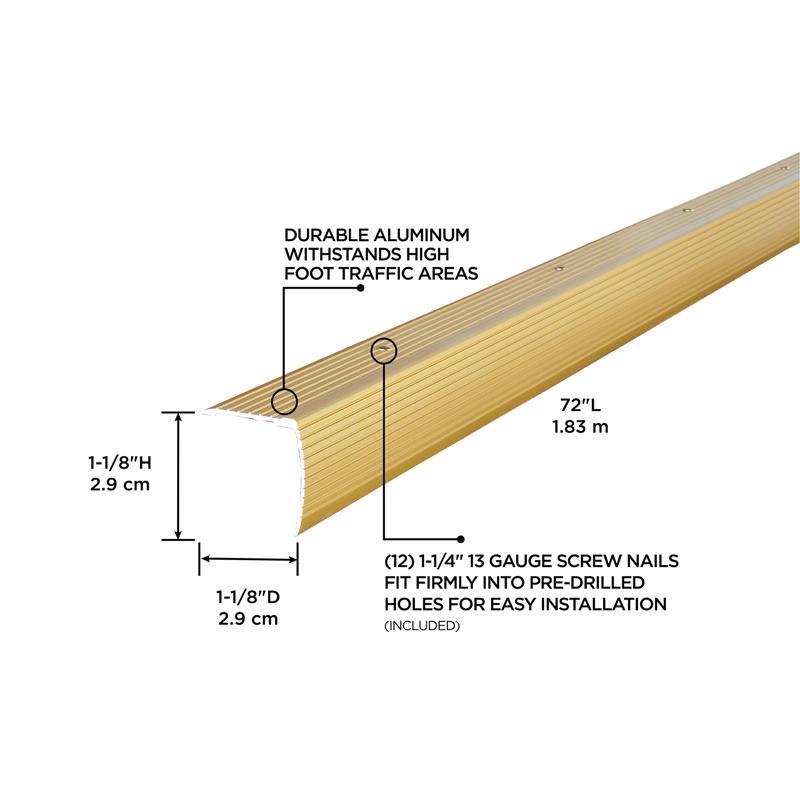 M-D Building Products 1.125 in. H X 1.125 in. W X 72 in. L Satin Brass Aluminum Stair Edge