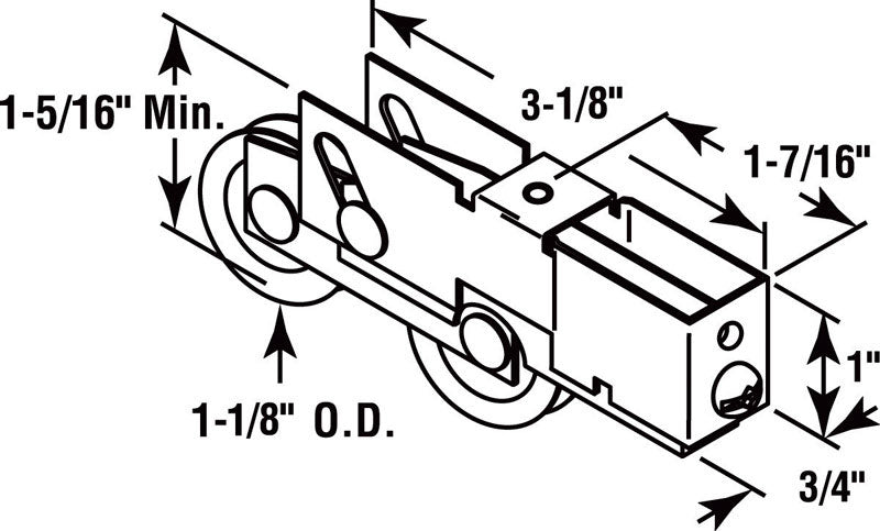 Prime-Line 1-1/8 in. D X 0.75 in. L Steel Roller Assembly