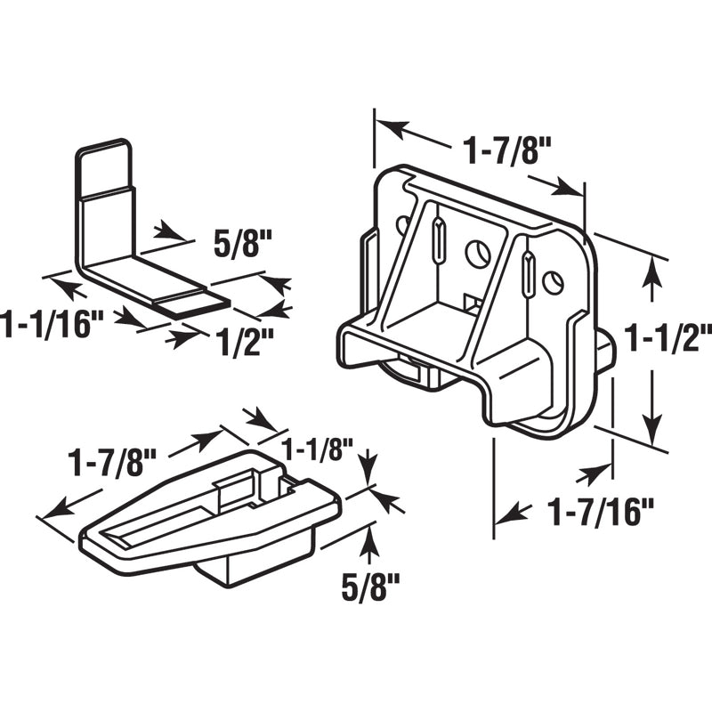 Prime-Line 1-3/16 in. L Plastic Center Guide Drawer Track Guide And Glide