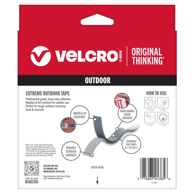 VELCRO Brand Extreme Outdoor Small Nylon Hook and Loop Fastener 120 in. L
