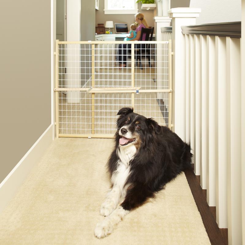 North States Gray 32 in. H X 29-1/2-50 in. W Wood Wire Mesh Gate