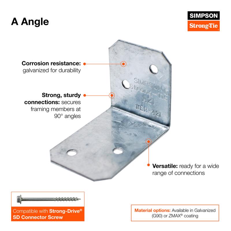 Simpson Strong-Tie 3.9 in. W X 2.5 in. L Galvanized Steel Angle