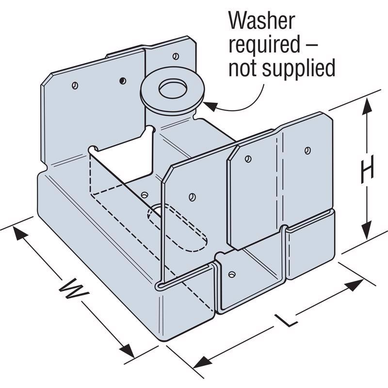 Simpson Strong-Tie ZMax 3.63 in. H X 4 in. W 16 Ga. Galvanized Steel Standoff Post Base