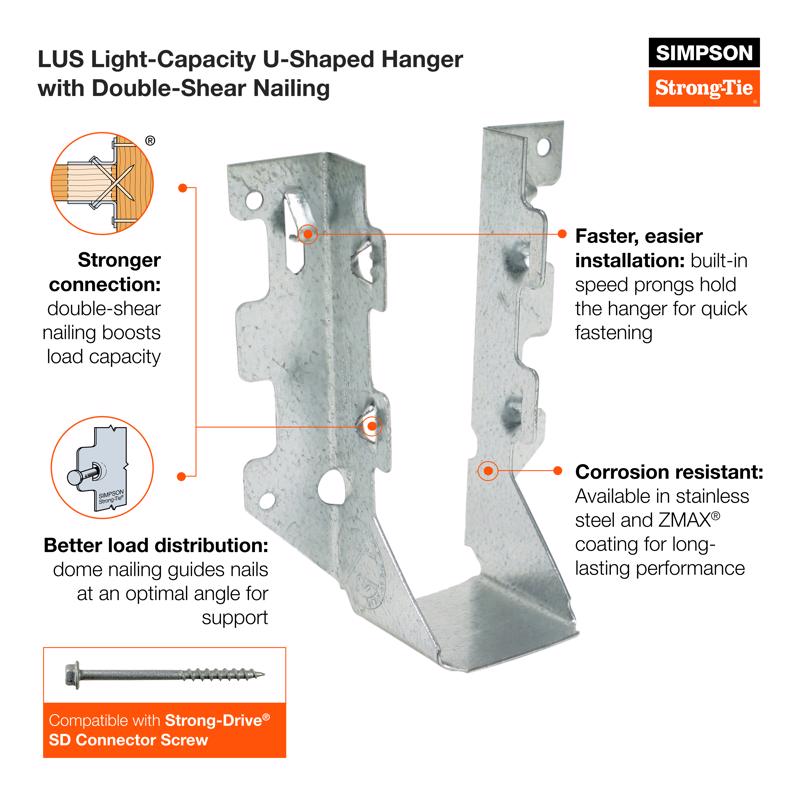 Simpson Strong-Tie ZMax 4.75 in. H X 1.56 in. W 18 speed Galvanized Steel Joist Hanger
