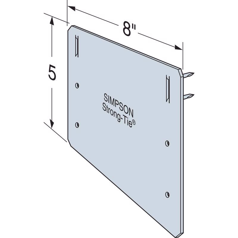 Simpson Strong-Tie ZMax 8 in. H X 5 in. W 16 Ga. Galvanized Steel Nail Plate Zmax