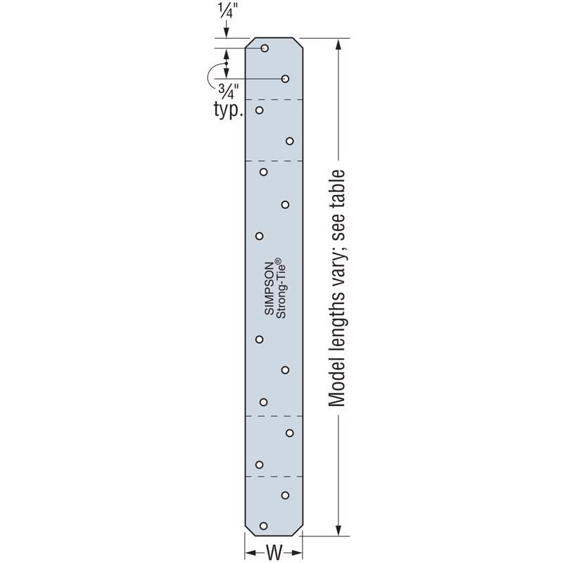 Simpson Strong-Tie 8 in. H X 0.13 in. W 12 Ga. Steel Strap