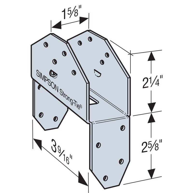 Simpson Strong-Tie 3.6 in. H X 2 in. W 18 Ga. Galvanized Steel Saddle Rafter Tie