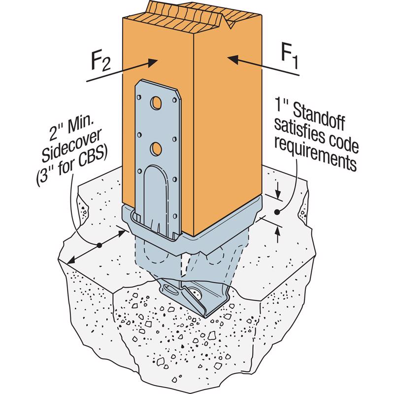 Simpson Strong-Tie ZMax 6.25 in. H X 3.56 in. W 12, 14 Ga. Galvanized Steel Post Base