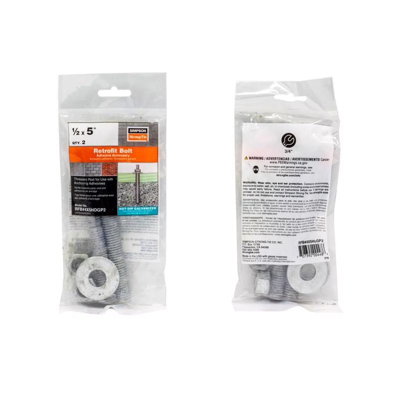 Simpson Strong-Tie 1/2 in. D X 5 in. L Galvanized Steel Hex Bolt