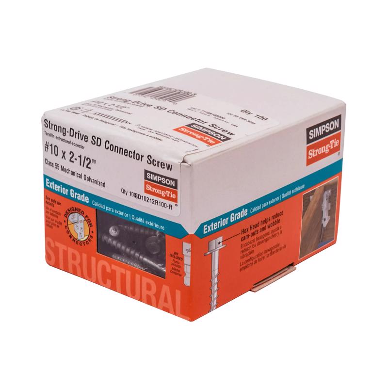 Simpson Strong-Tie Strong-Drive No. 10 Sizes X 2-1/2 in. L Star Hex Head Serrated Structural Screws