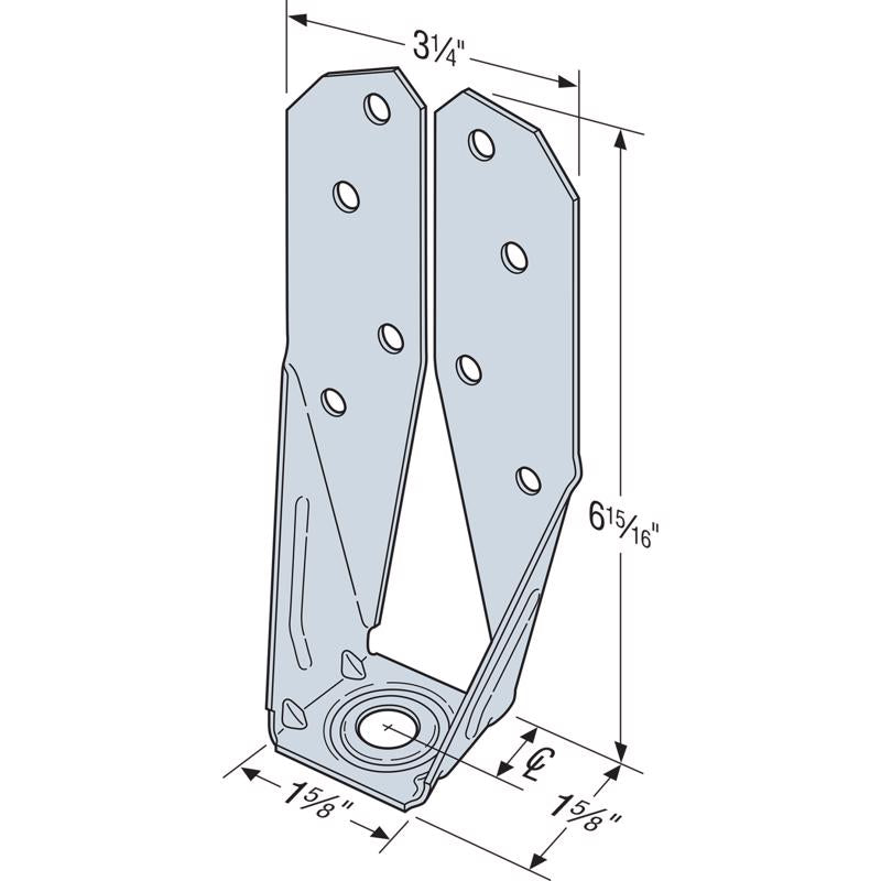 Simpson Strong-Tie ZMax 7.03 in. H X 3.25 in. W 14 Ga. Steel Deck Tension Tie