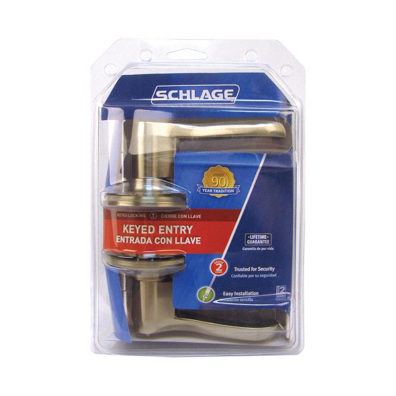 Schlage Flair Satin Nickel Entry Door Knob 1-3/4 in.